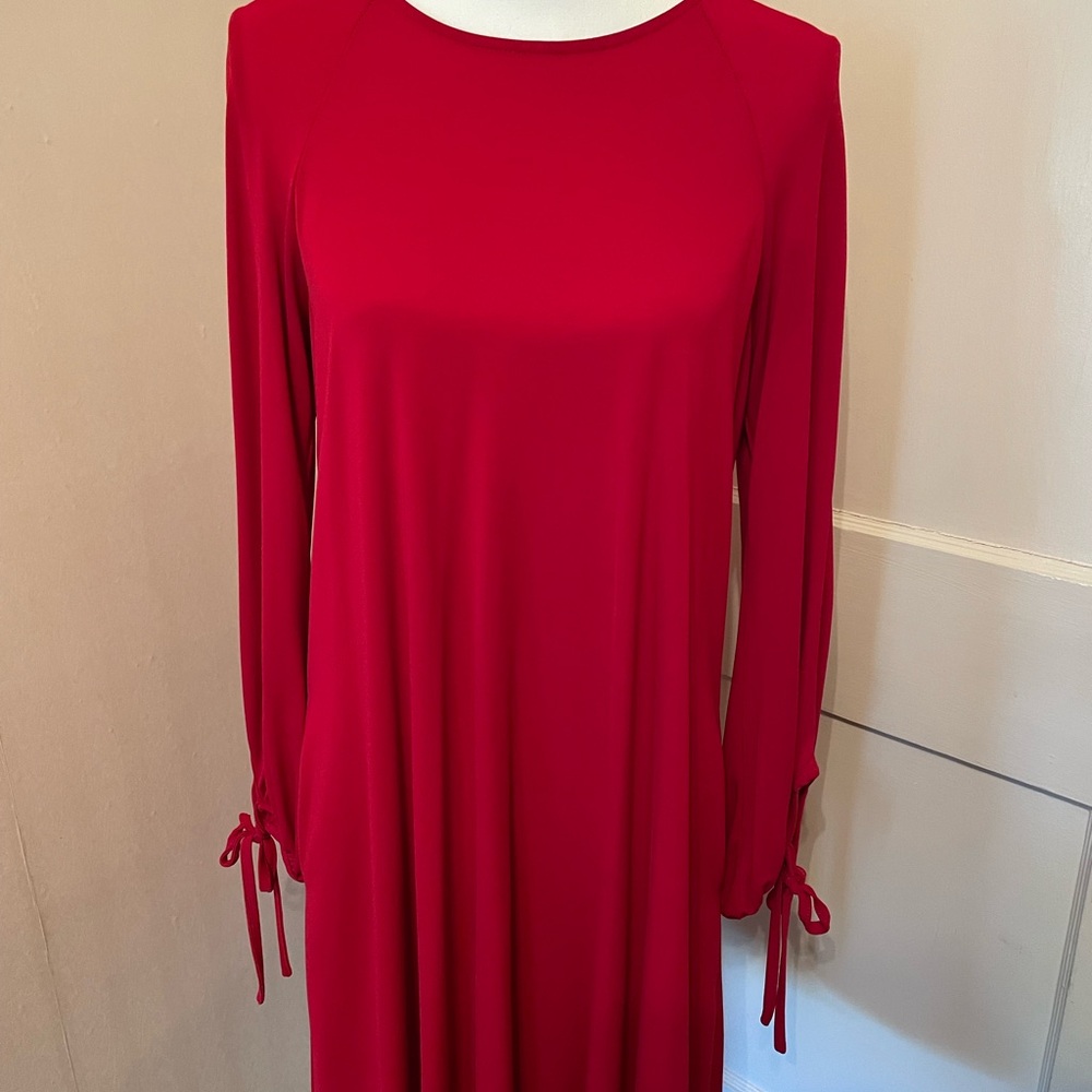 Karen Kane Red A-Line Bishop Sleeve Dress